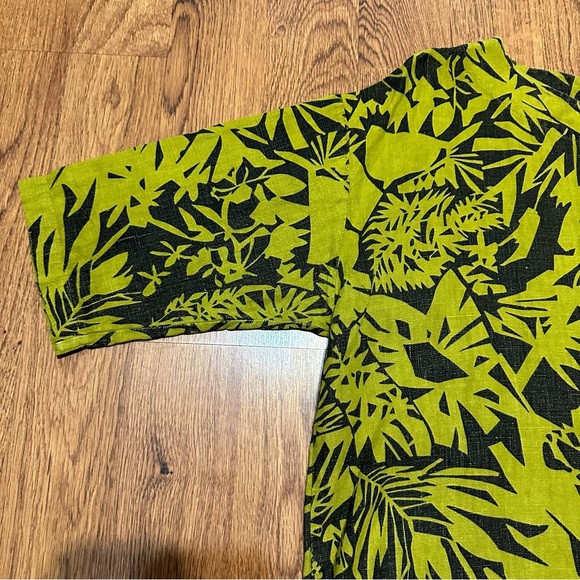 Bryn Walker Green Black 100% Linen Oversized Top Size Small - Picture 4 of 10